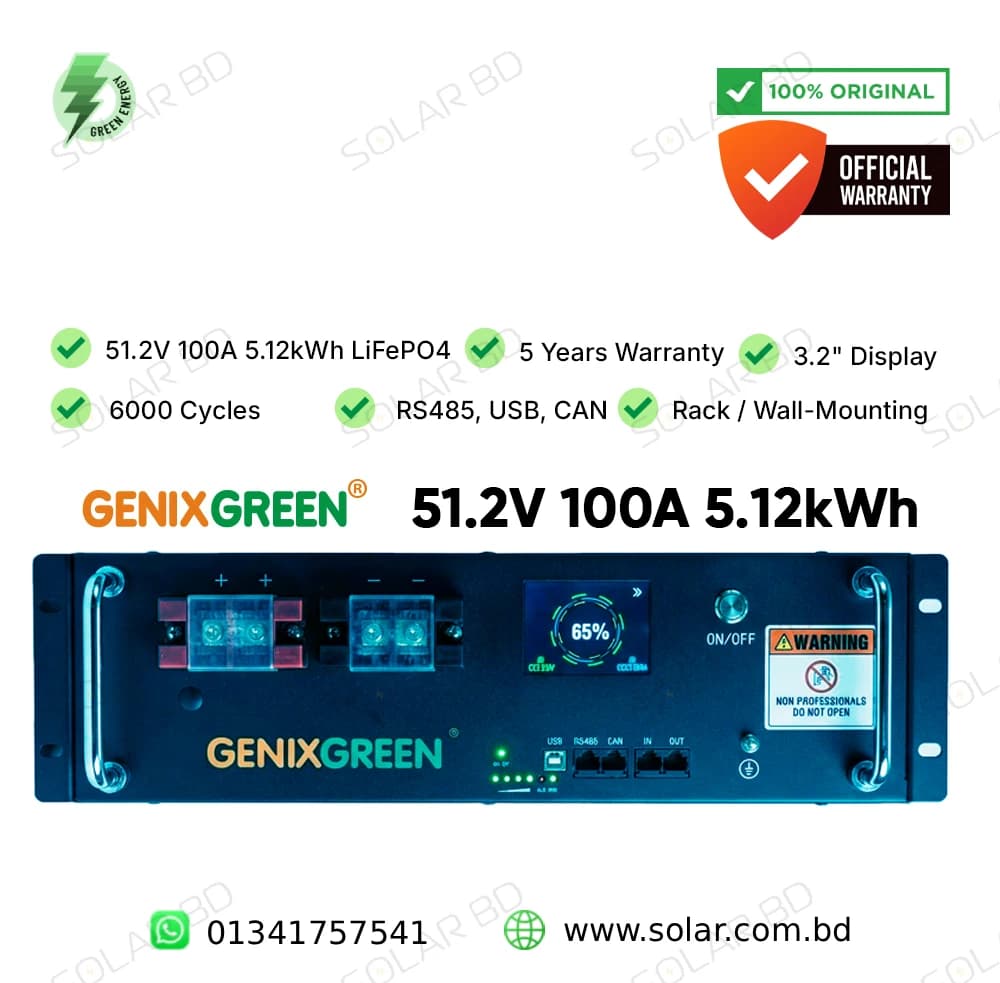 GENIXGREEN 51.2V 100A 5.12kWh LiFePO4 Battery