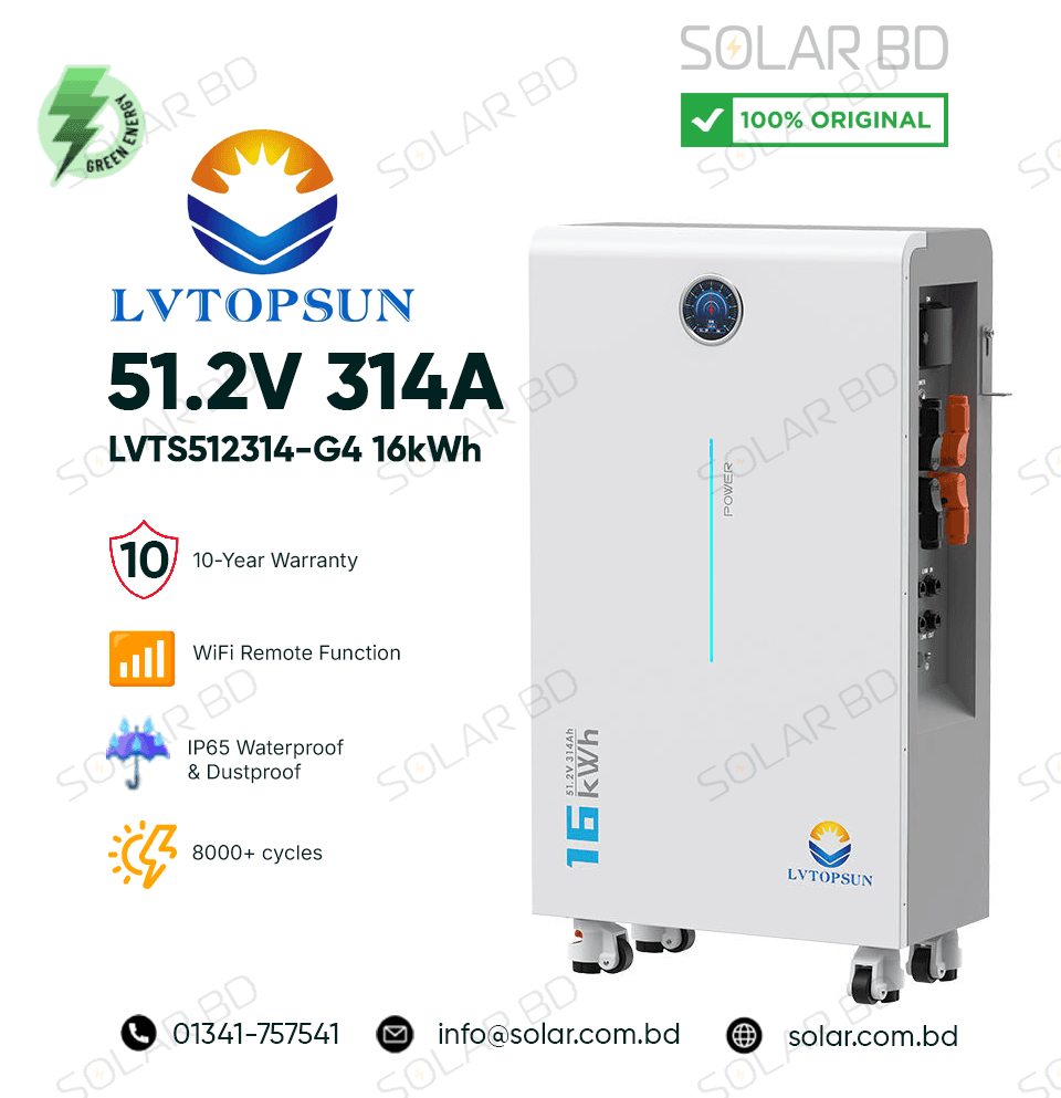 LVTOPSUN G4 51.2v 314A 16 kWh LiFePO4 Solar Energy Storage Battery