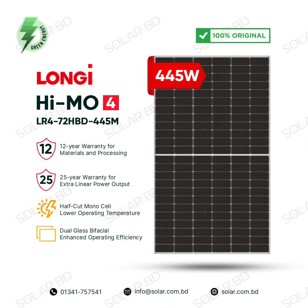 LONGi LR4-72HBD-445M 445W Bifacial Half-Cut Mono Solar Panel